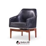 Jens Risom Mid Century Walnut Swivel Chairs - Pair