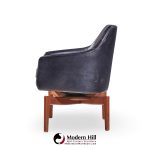 Jens Risom Mid Century Walnut Swivel Chairs - Pair