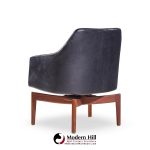 Jens Risom Mid Century Walnut Swivel Chairs - Pair