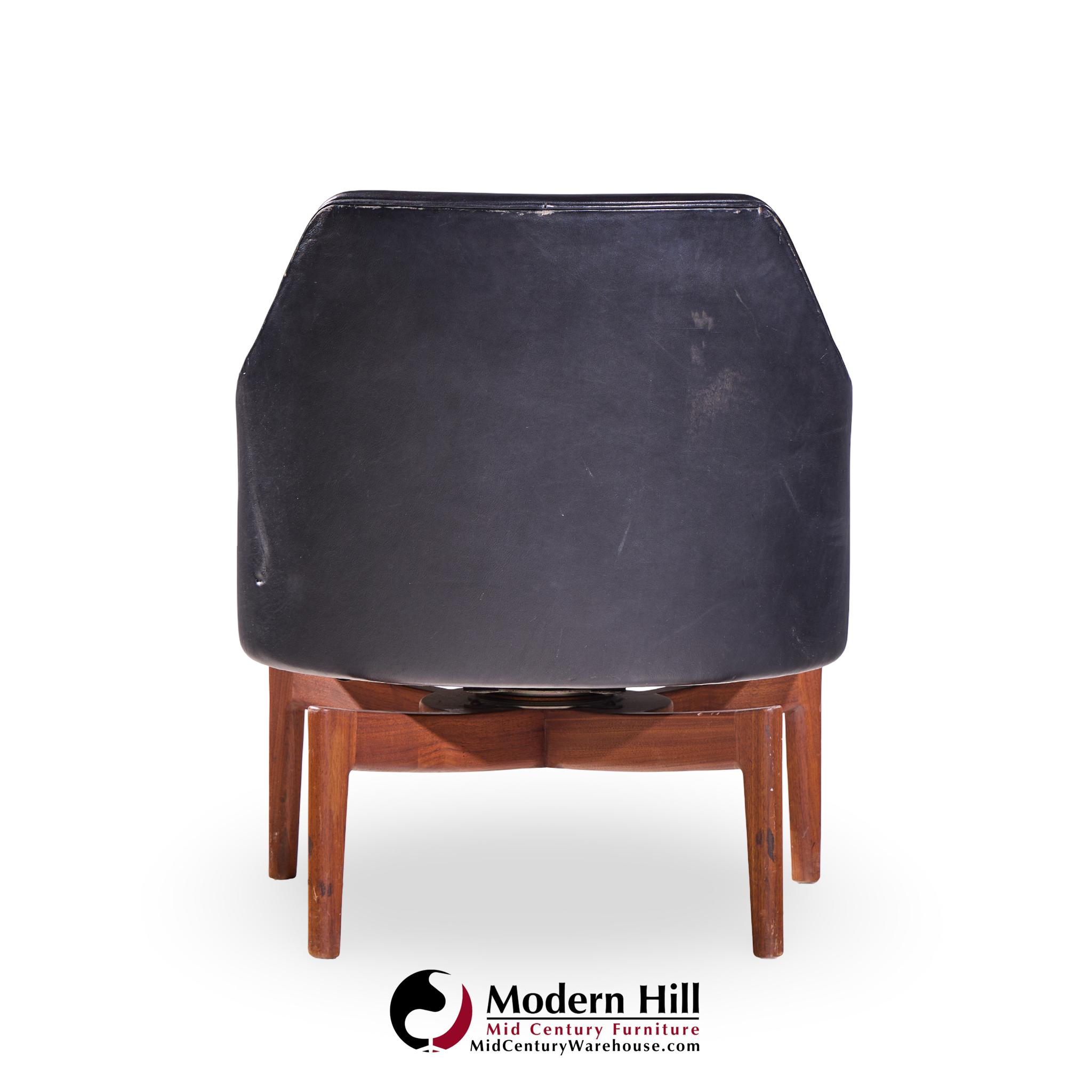 Jens Risom Mid Century Walnut Swivel Chairs - Pair