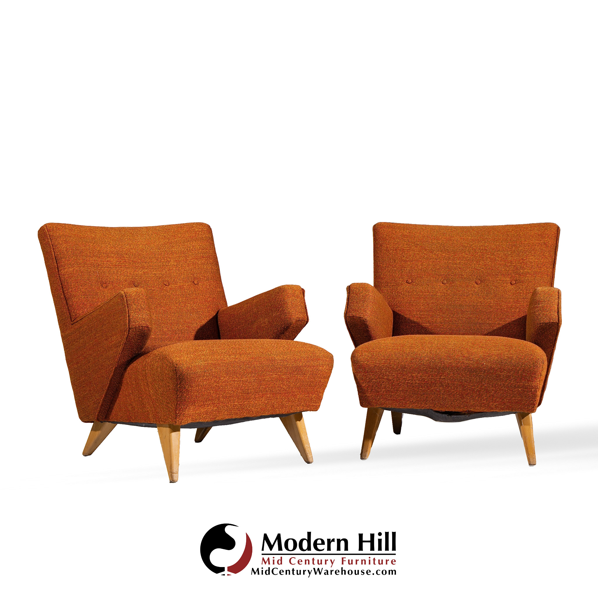 Jens Risom for Knoll Mid Century Lounge Chairs - Pair