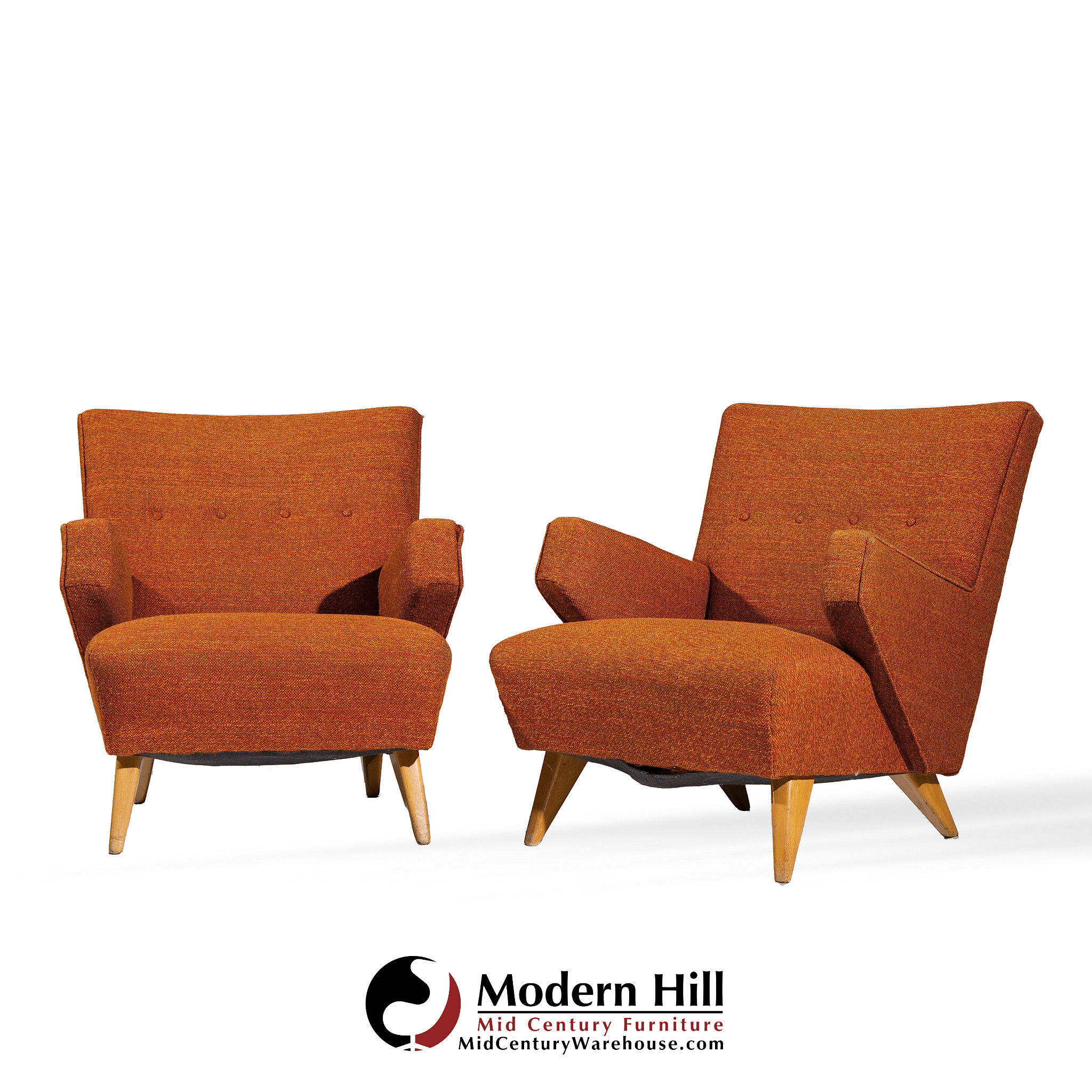 Jens Risom for Knoll Mid Century Lounge Chairs - Pair
