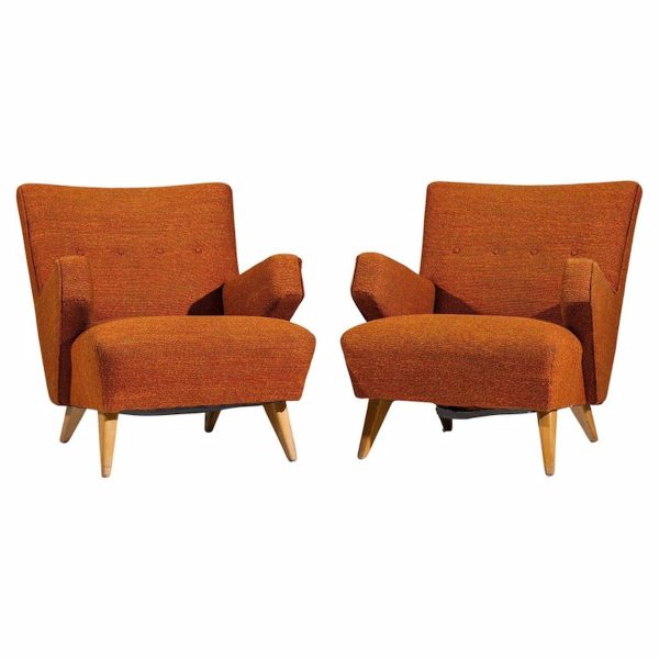 Jens Risom for Knoll Mid Century Lounge Chairs - Pair