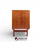 Johannes Andersen for Uldum Mid Century Danish Teak Tambour Door Credenza with Hutch