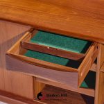 Johannes Andersen for Uldum Mid Century Danish Teak Tambour Door Credenza with Hutch