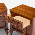 Kent Coffey Perspecta Mid Century Walnut and Rosewood 3-drawer Nightstands - Pair