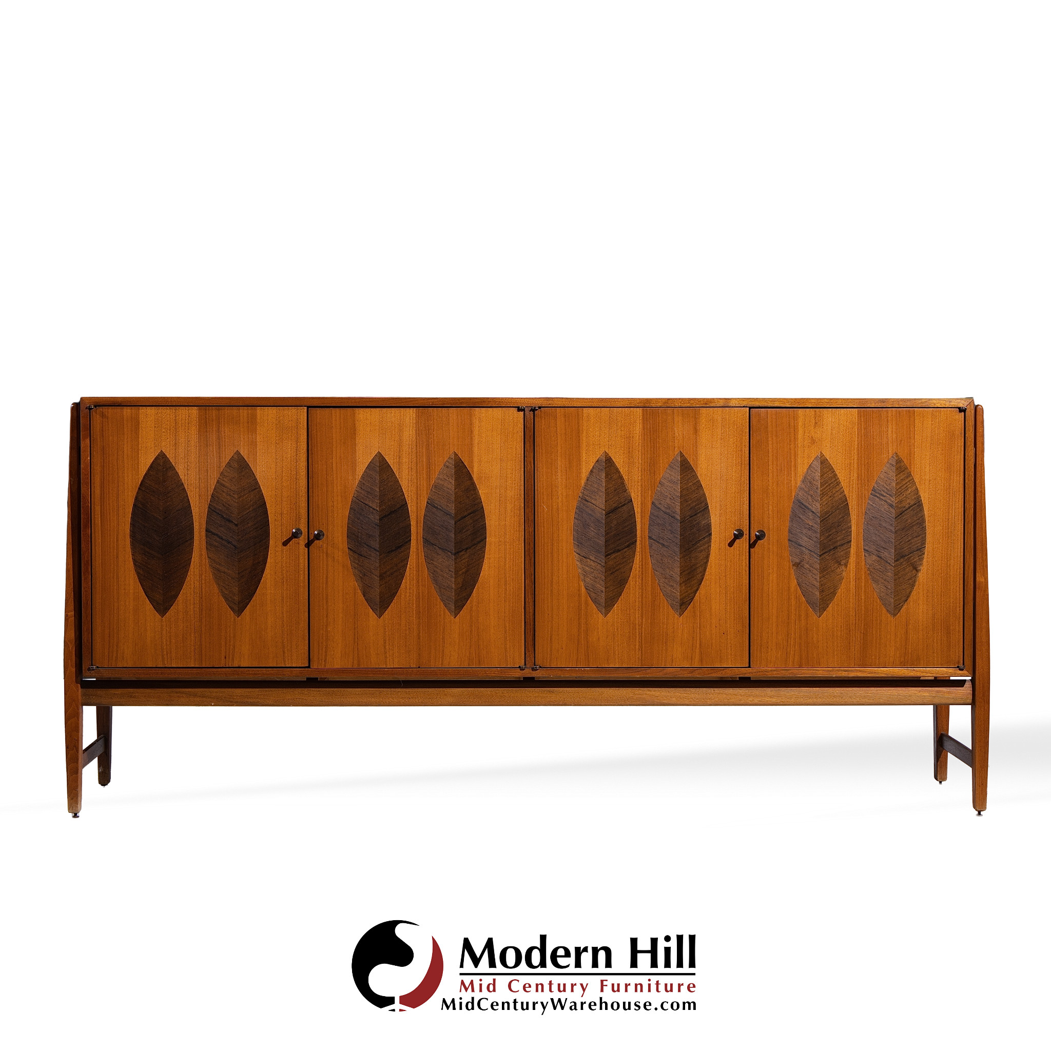 Kipp Stewart for Calvin Furniture Mid Century Walnut and Rosewood Sideboard Credenza