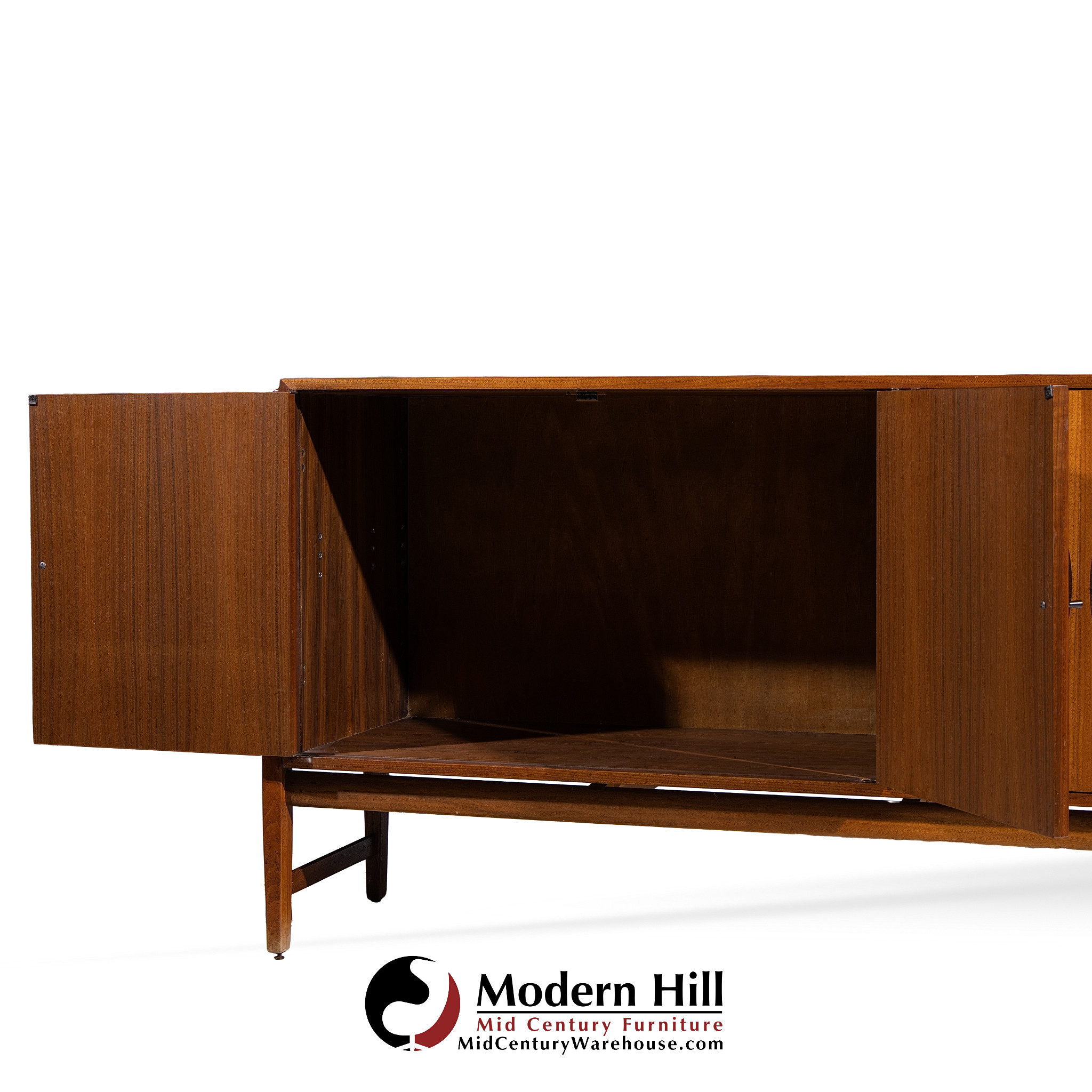 Kipp Stewart for Calvin Furniture Mid Century Walnut and Rosewood Sideboard Credenza