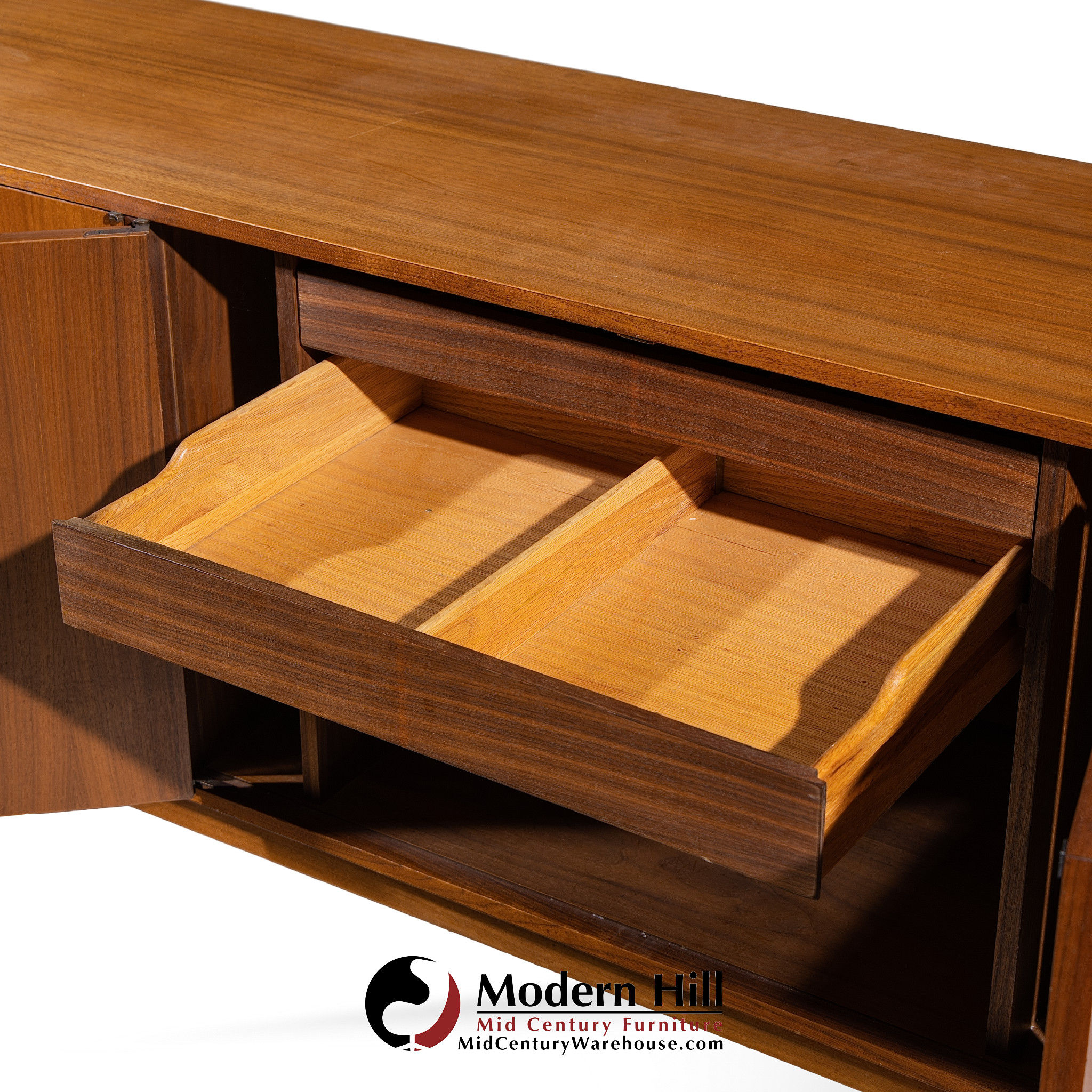 Kipp Stewart for Calvin Furniture Mid Century Walnut and Rosewood Sideboard Credenza