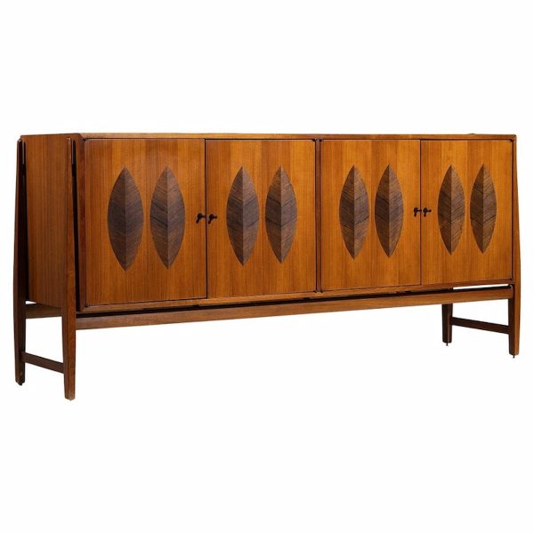 Kipp Stewart for Calvin Furniture Mid Century Walnut and Rosewood Sideboard Credenza