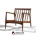 Kofod Larsen for Selig Mid Century Danish Walnut Lounge Chairs - Pair