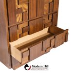 Lane Staccato Brutalist Mid Century Walnut Armoire Dresser