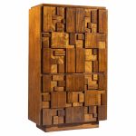 Lane Staccato Brutalist Mid Century Walnut Armoire Dresser