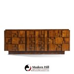 Lane Staccato Brutalist Mid Century Walnut Lowboy Dresser