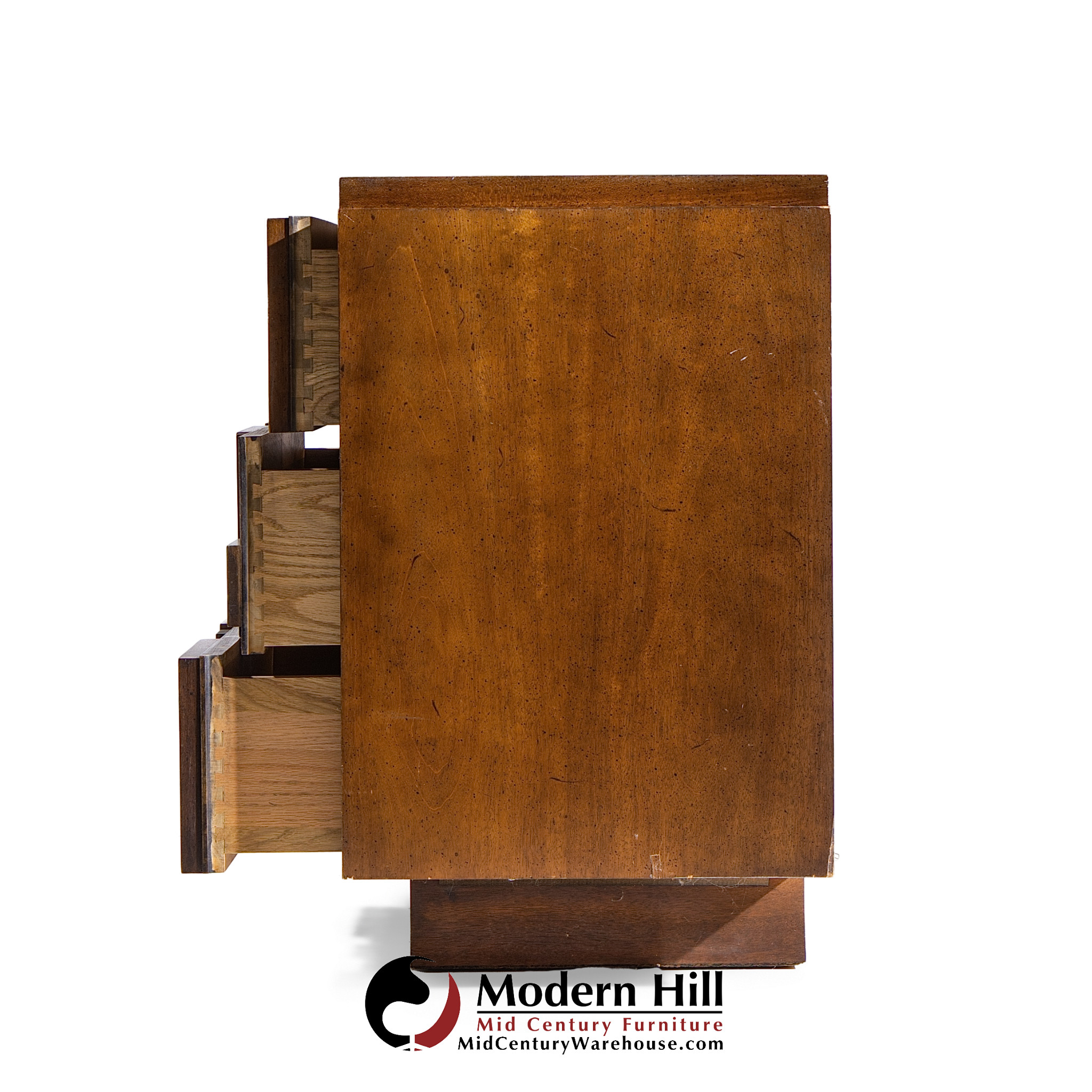 Lane Staccato Brutalist Mid Century Walnut Lowboy Dresser