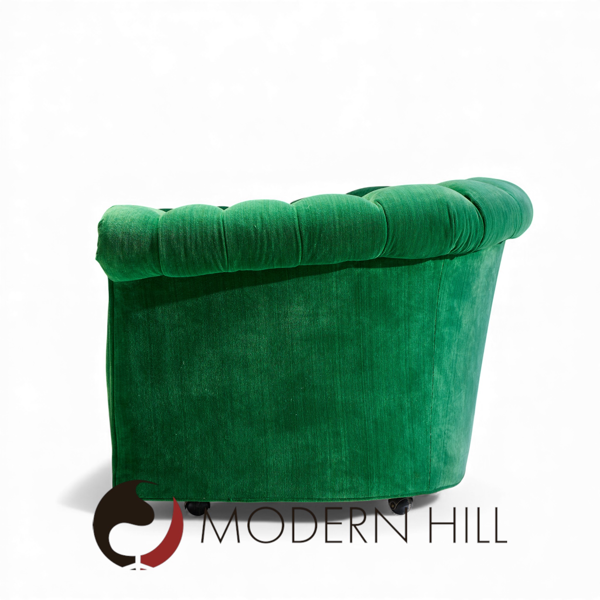 Mid Century Green Chesterfield Loveseat Sofa