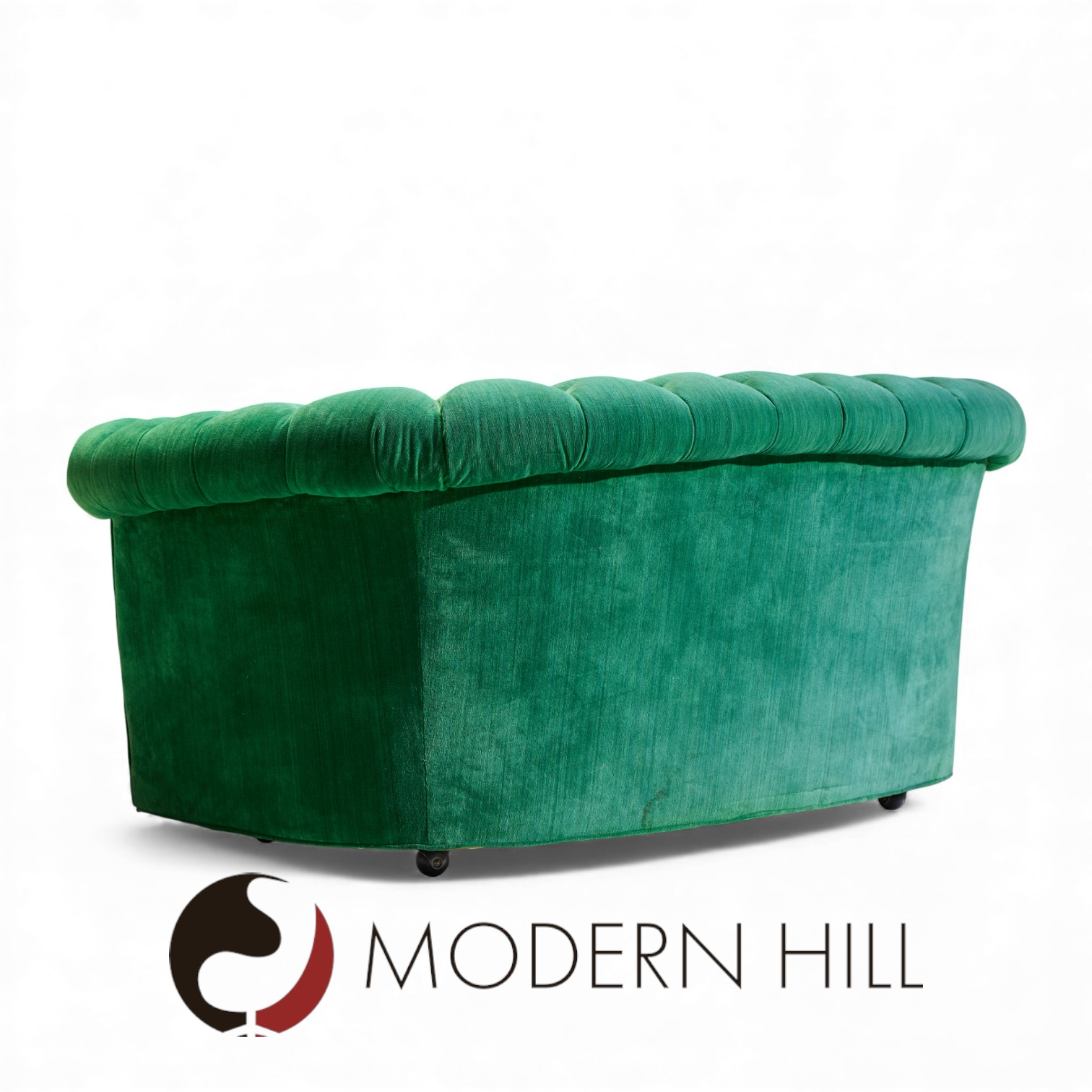 Mid Century Green Chesterfield Loveseat Sofa