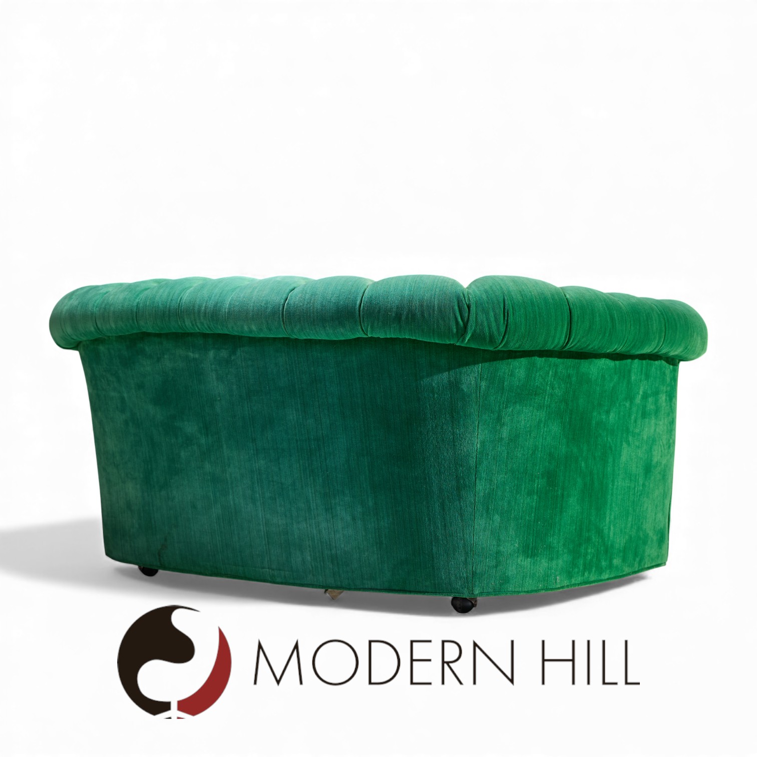 Mid Century Green Chesterfield Loveseat Sofa