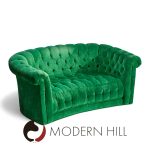 Mid Century Green Chesterfield Loveseat Sofa