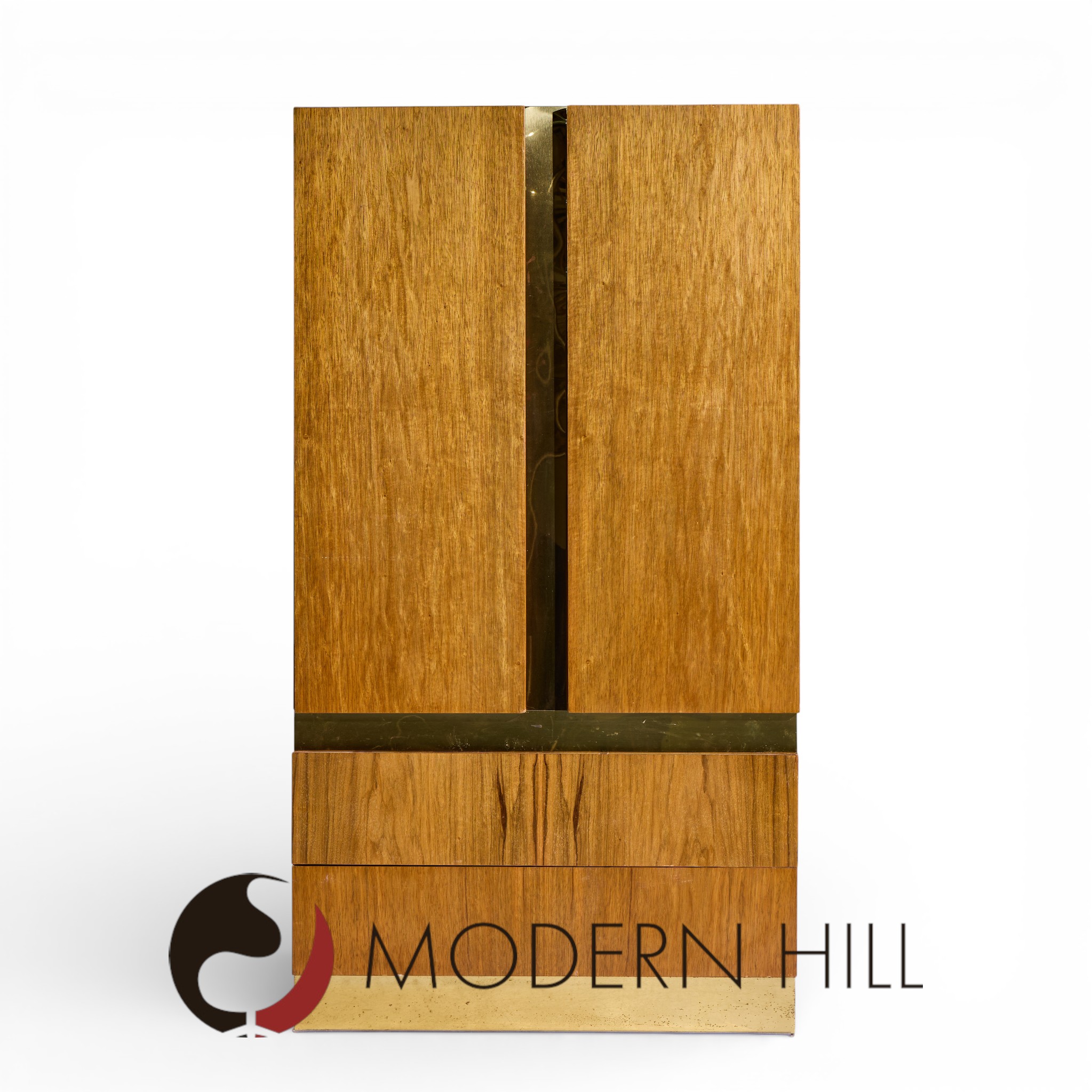 Milo Baughman for Thayer Coggin Mid Century Rosewood and Brass Armoire