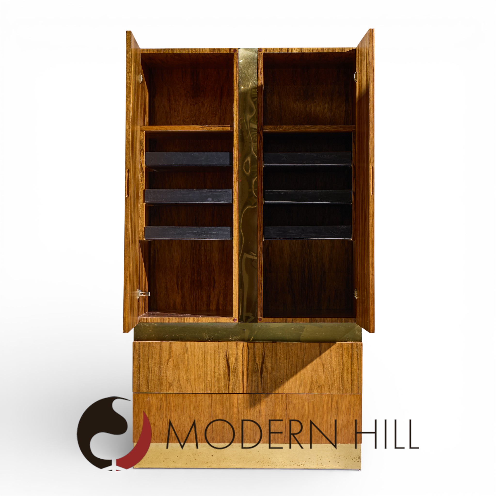 Milo Baughman for Thayer Coggin Mid Century Rosewood and Brass Armoire