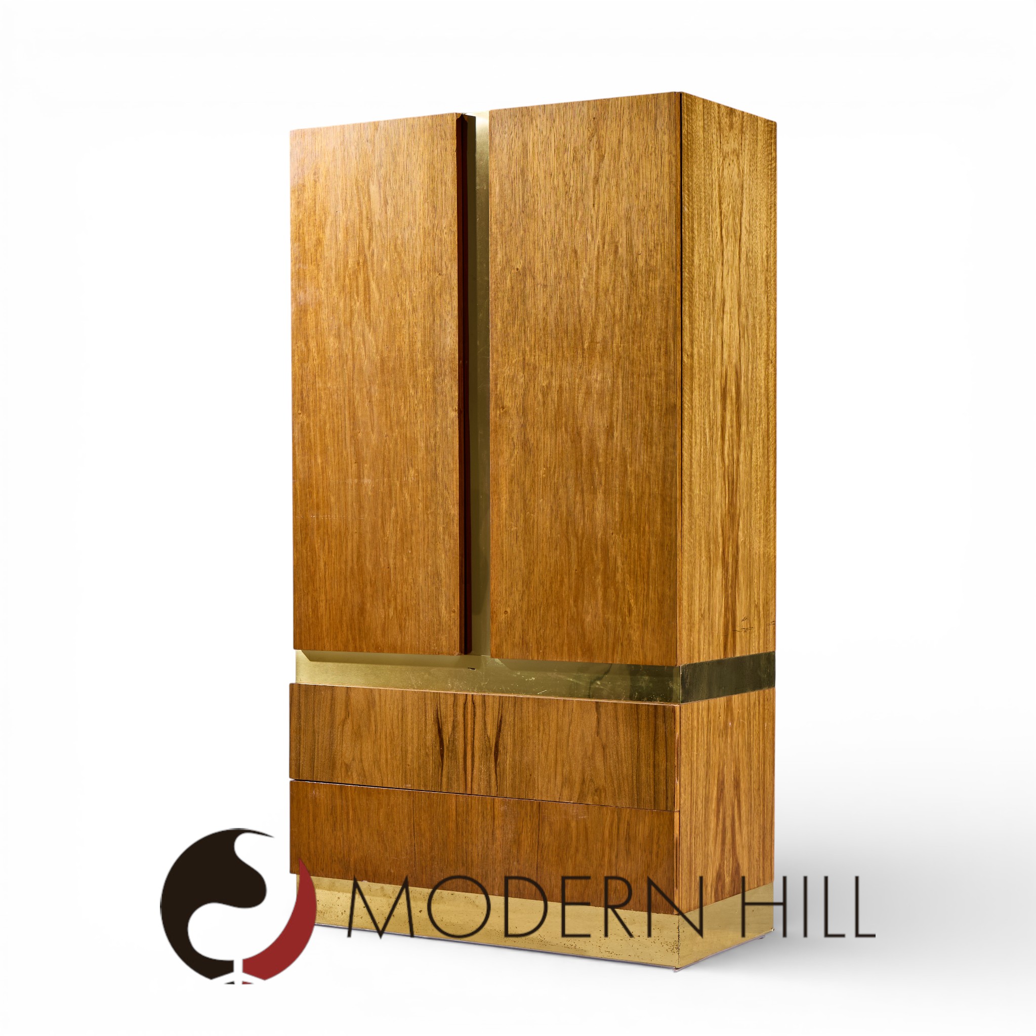 Milo Baughman for Thayer Coggin Mid Century Rosewood and Brass Armoire