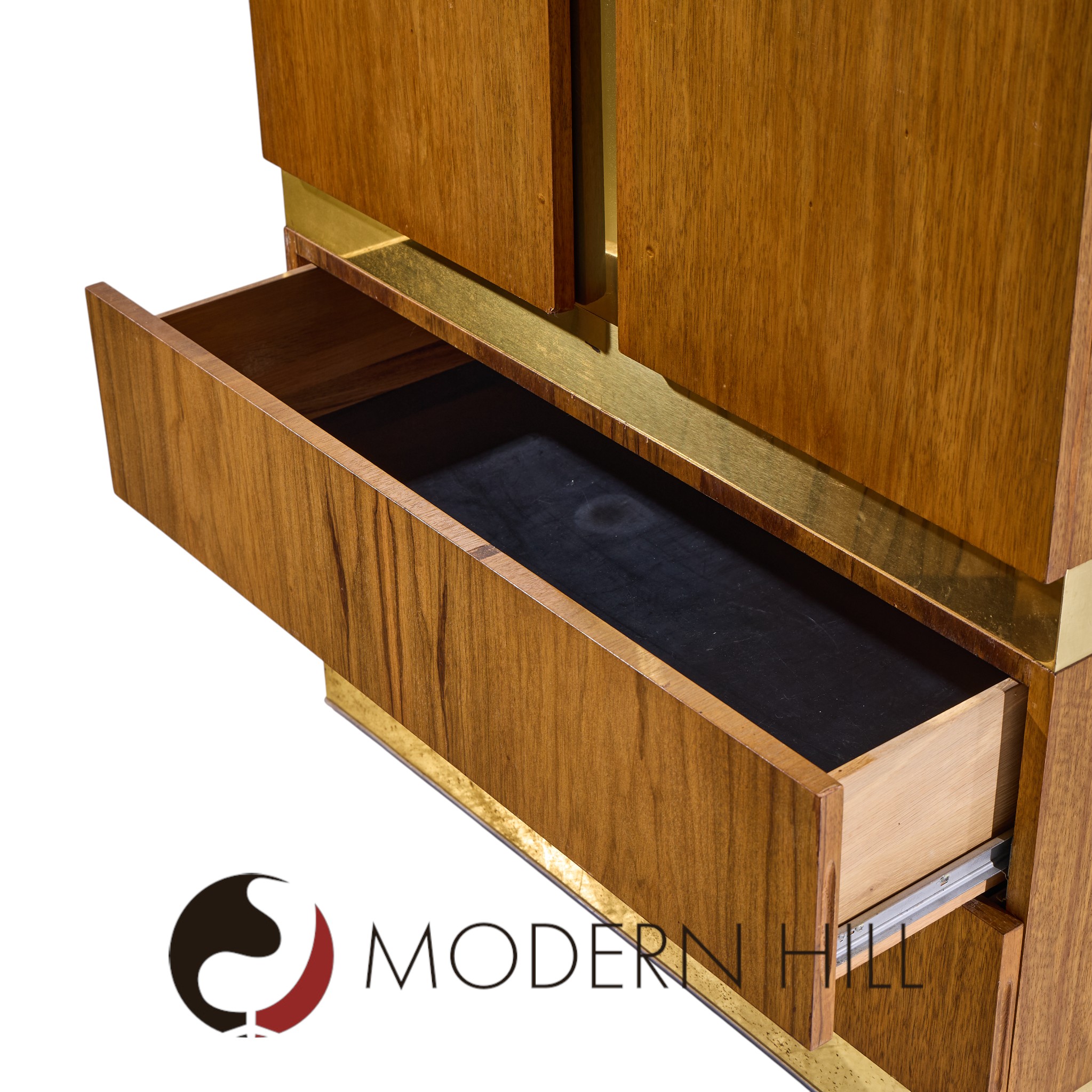 Milo Baughman for Thayer Coggin Mid Century Rosewood and Brass Armoire