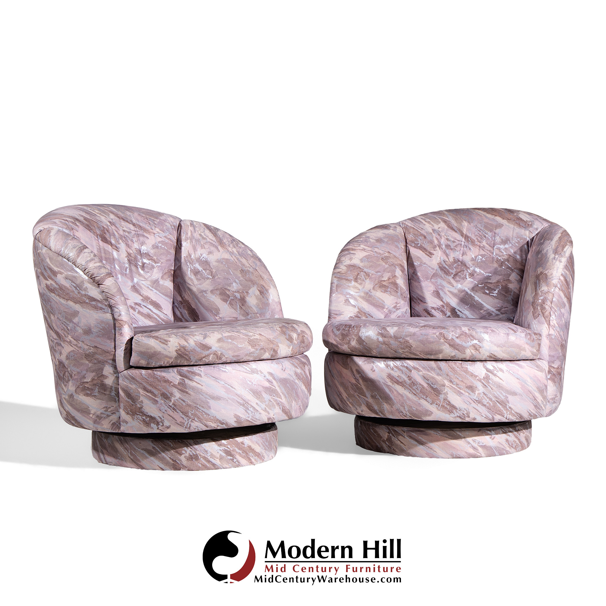 Milo Baughman for Thayer Coggin Mid Century Swivel Tilt Lounge Chairs - Pair