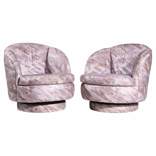 Milo Baughman for Thayer Coggin Mid Century Swivel Tilt Lounge Chairs - Pair