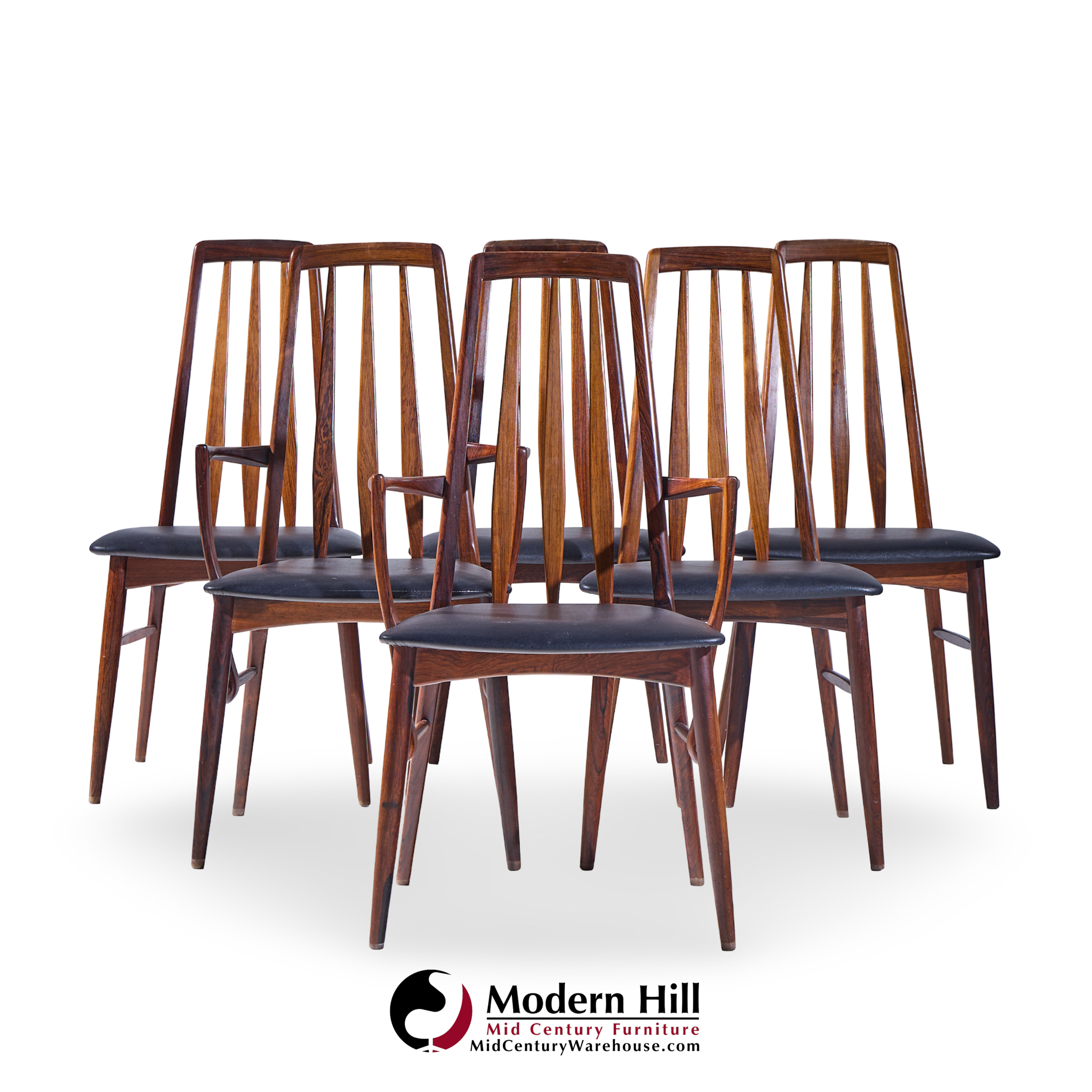 Niels Koefoed Eva Mid Century Danish Rosewood Dining Chairs - Set of 6