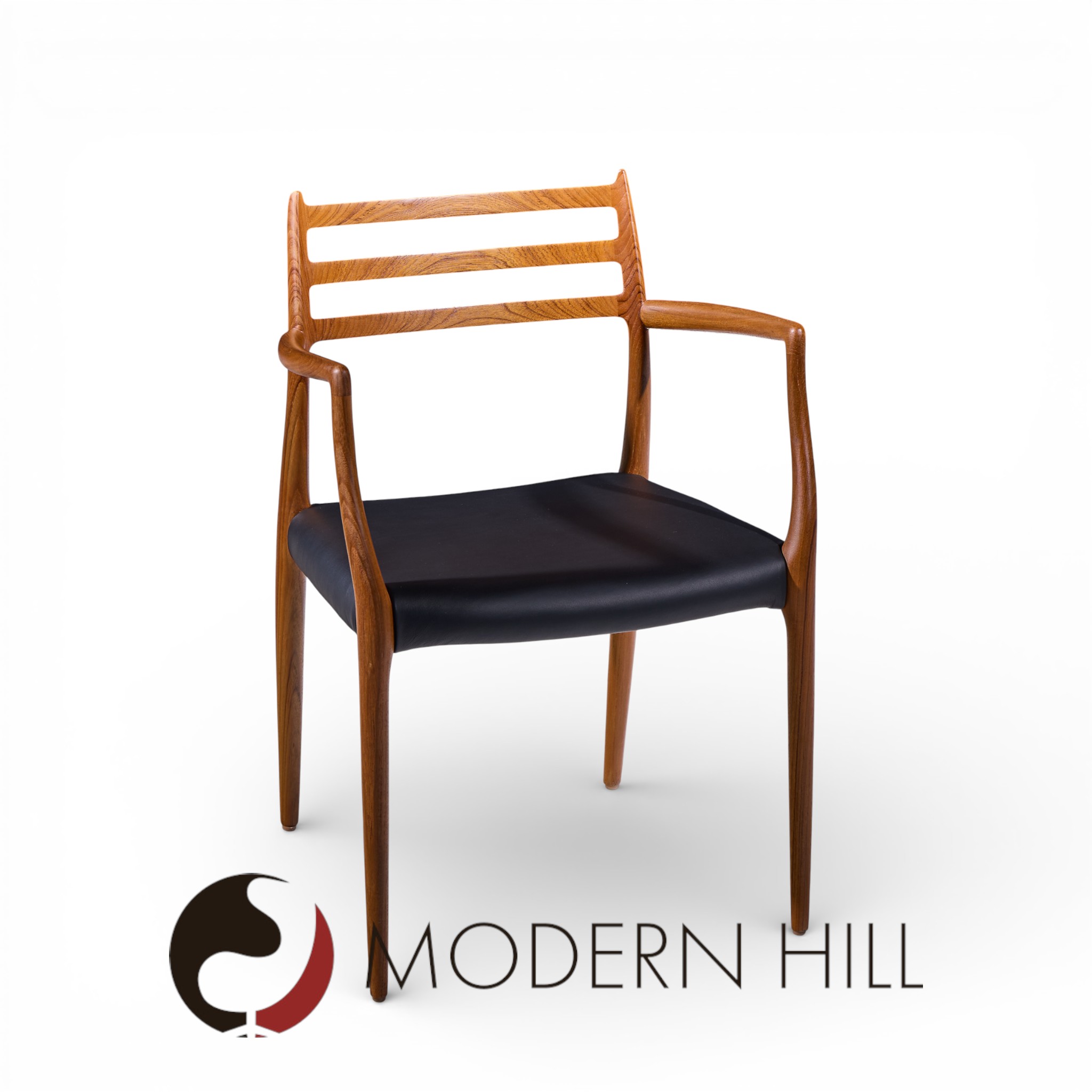 Niels Moller Model 62 Mid Century Danish Teak Captains Chairs - Pair