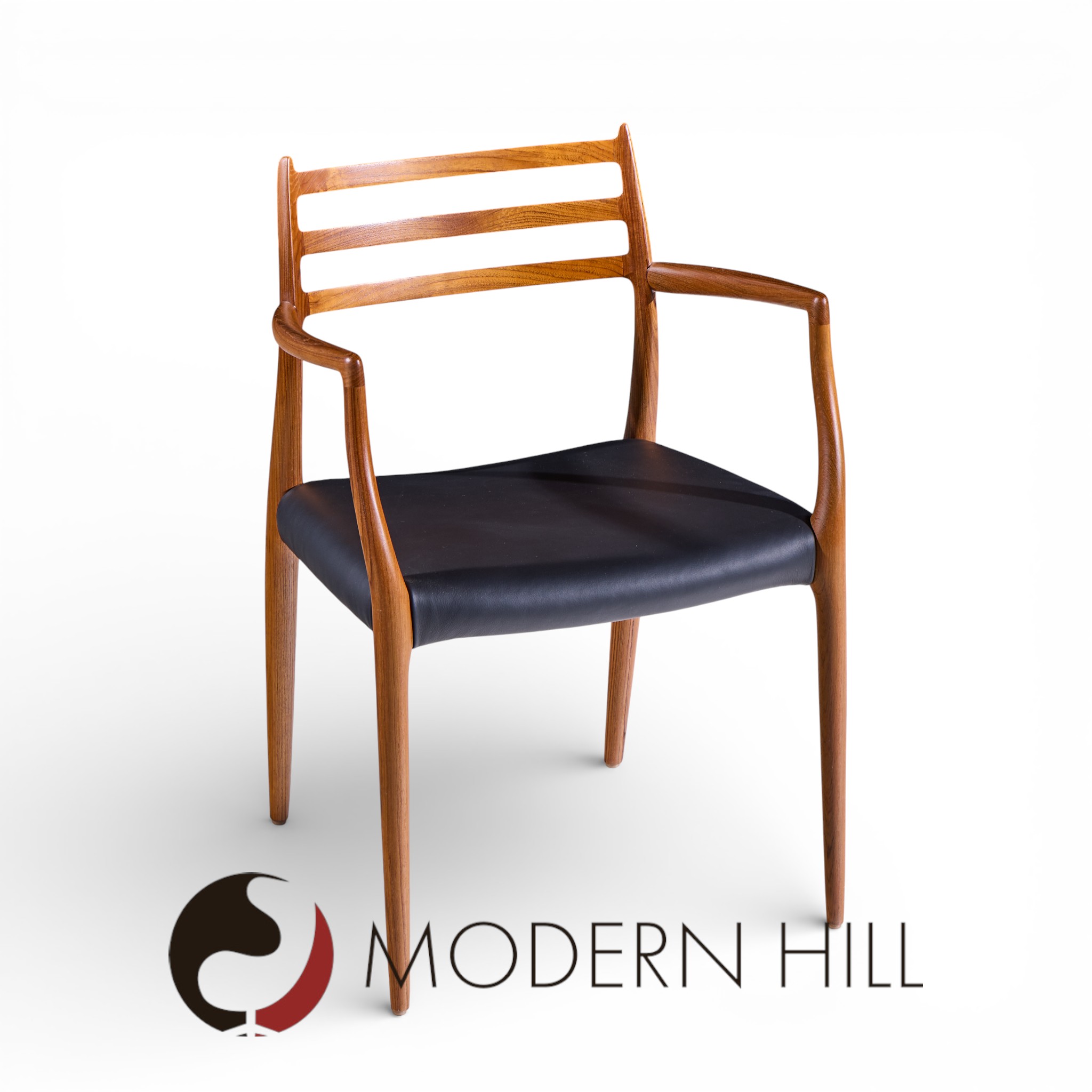 Niels Moller Model 62 Mid Century Danish Teak Captains Chairs - Pair