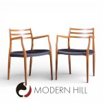 Niels Moller Model 62 Mid Century Danish Teak Captains Chairs - Pair