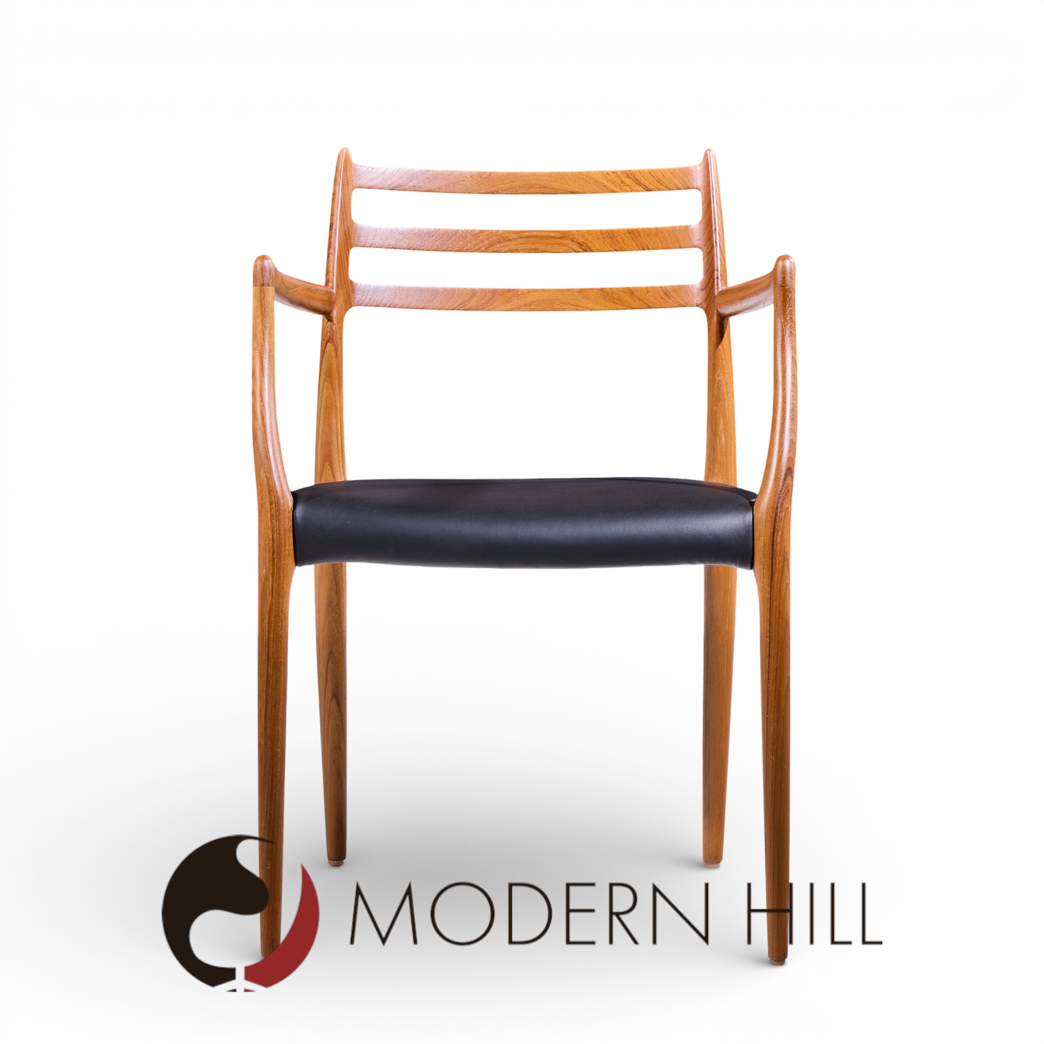 Niels Moller Model 62 Mid Century Danish Teak Captains Chairs - Pair