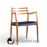 Niels Moller Model 62 Mid Century Danish Teak Captains Chairs - Pair