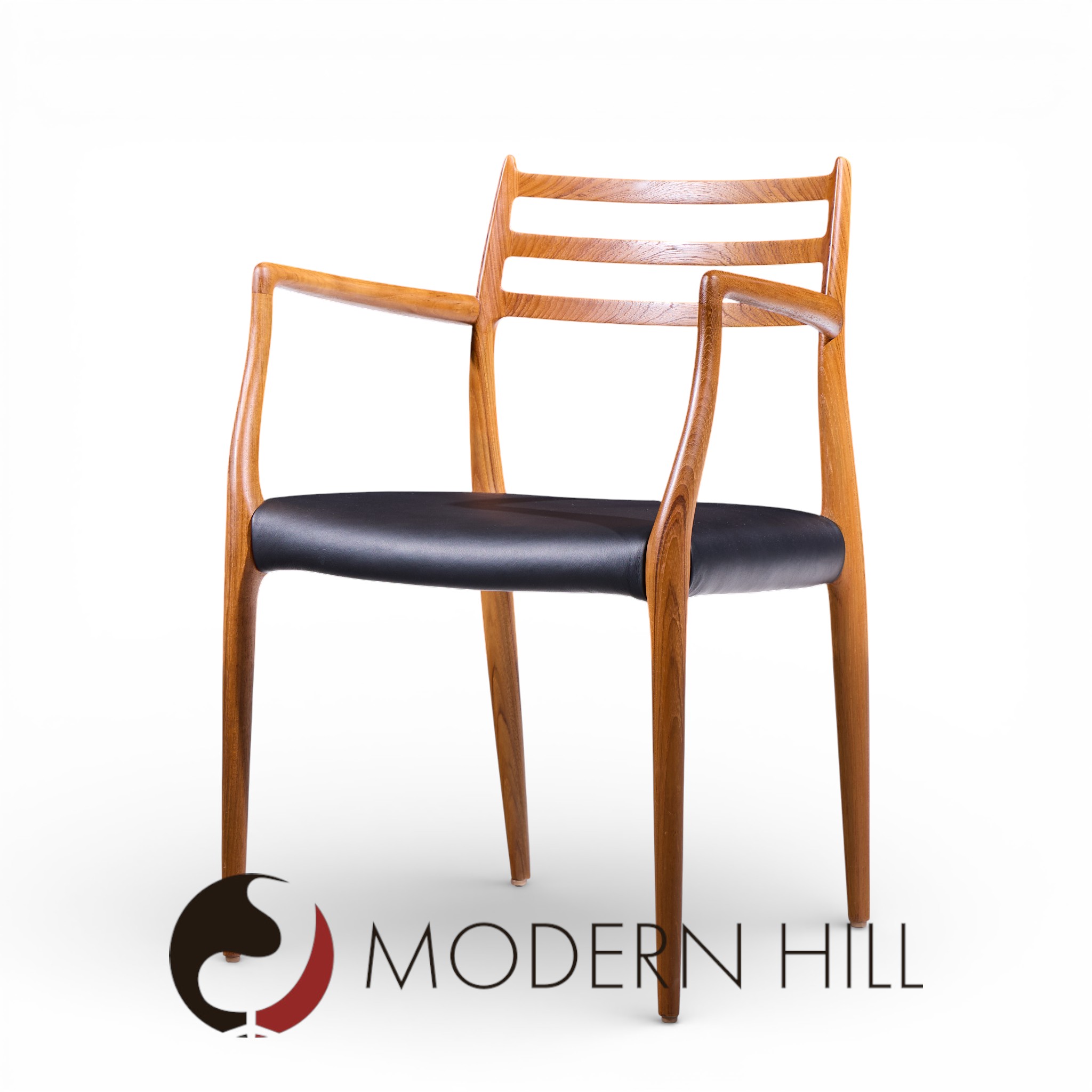 Niels Moller Model 62 Mid Century Danish Teak Captains Chairs - Pair