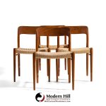 Niels Moller Model 75 Mid Century Danish Teak and Cane Dining Chairs - Set of 4