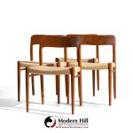 Niels Moller Model 75 Mid Century Danish Teak and Cane Dining Chairs - Set of 4