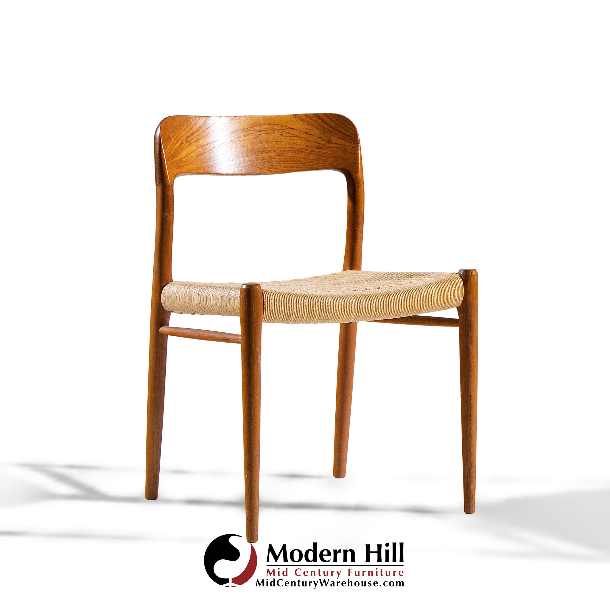 Niels Moller Model 75 Mid Century Danish Teak and Cane Dining Chairs - Set of 4