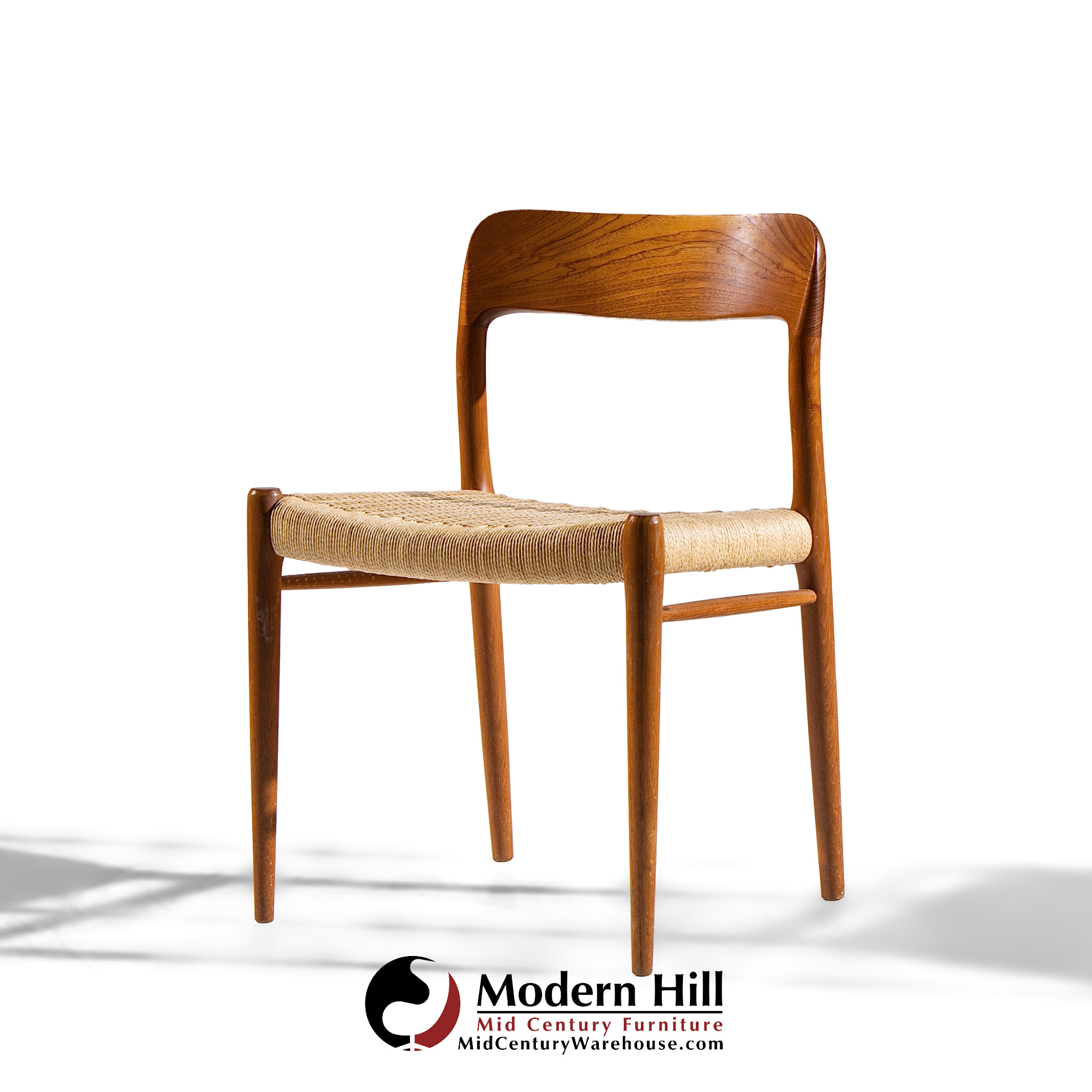 Niels Moller Model 75 Mid Century Danish Teak and Cane Dining Chairs - Set of 4