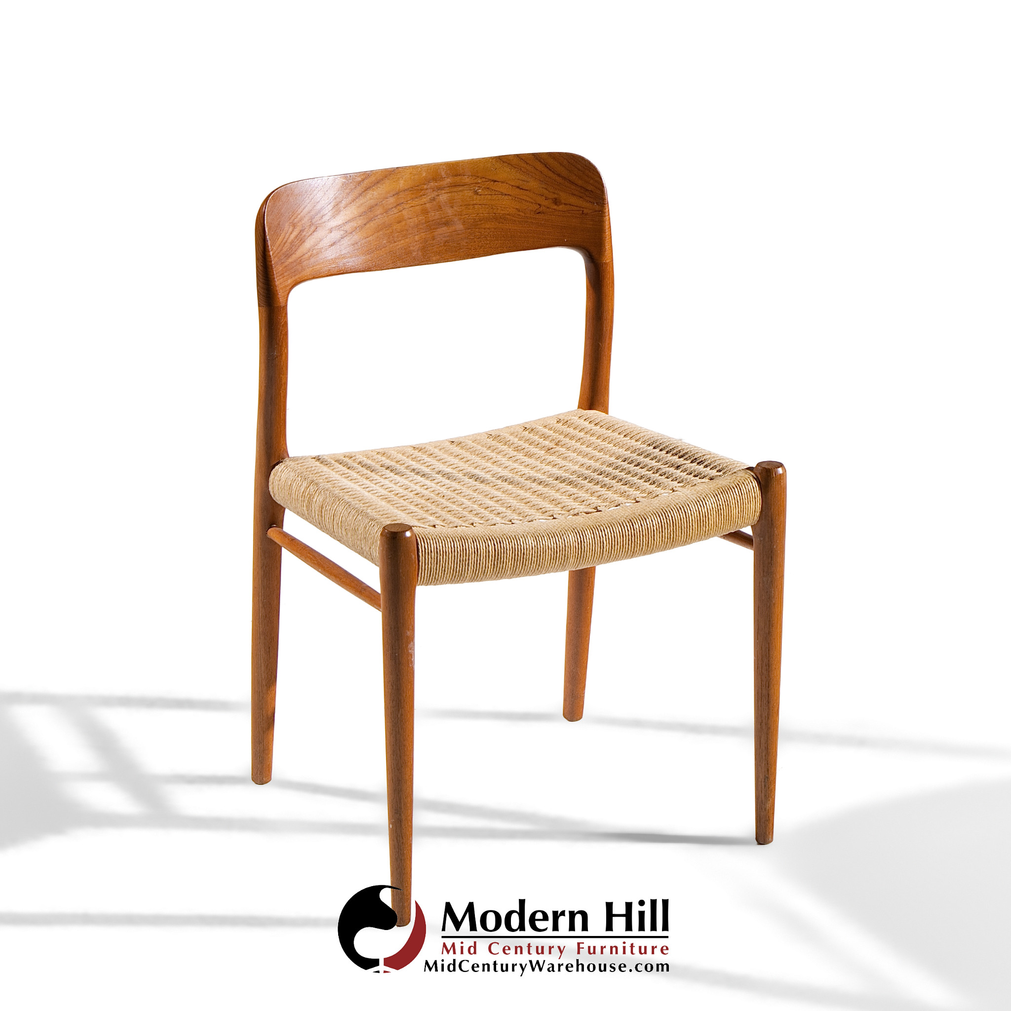 Niels Moller Model 75 Mid Century Danish Teak and Cane Dining Chairs - Set of 4