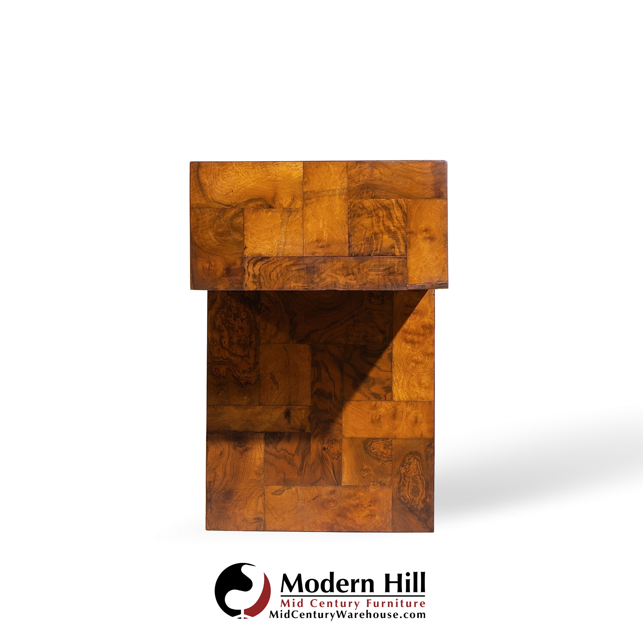 Paul Evans for Directional Mid Century Patchwork Burlwood T Bar Console Table