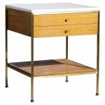 Paul Mccobb for Calvin Irwin Group Model 8714 Mid Century Bleached Mahogany, Cane, Brass and Glass Nightstand