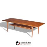 Peter Hvidt and Orla Mølgaard Nielsen for France and Son Fd 516 Mid Century Teak Cane and Brass Coffee Table