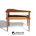 Peter Hvidt for France and Son Mid Century Danish Teak and Rattan Corner Table | Mid Century Modern Furniture - Mid Century Furniture Chicago Peter Hvidt for France and Son Mid Century Danish Teak and Rattan Corner Table