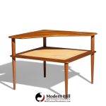 Peter Hvidt for France and Son Mid Century Danish Teak and Rattan Corner Table | Mid Century Modern Furniture - Mid Century Furniture Chicago Peter Hvidt for France and Son Mid Century Danish Teak and Rattan Corner Table