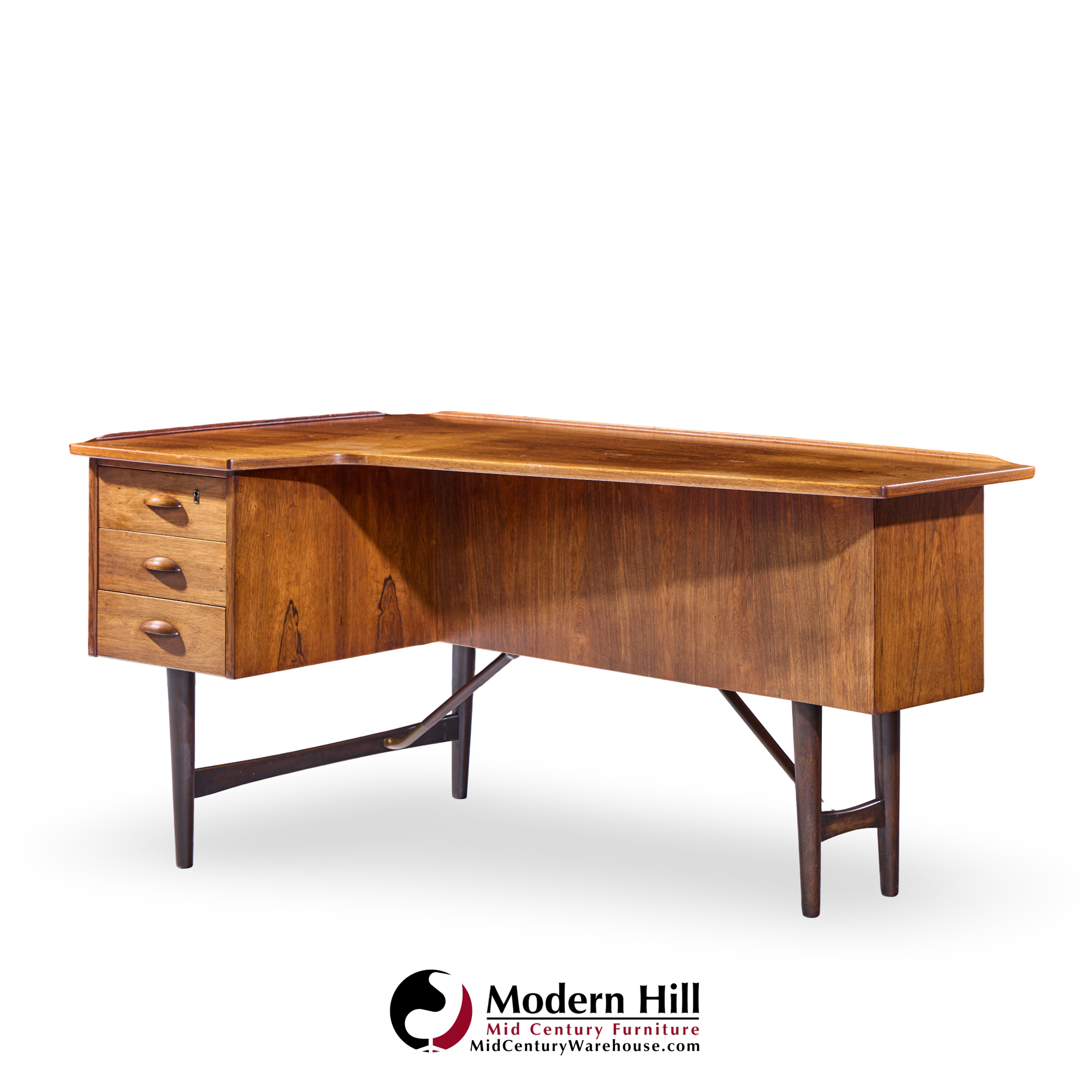 Peter Lovig Nielsen Mid Century Danish Rosewood Boomerang Desk