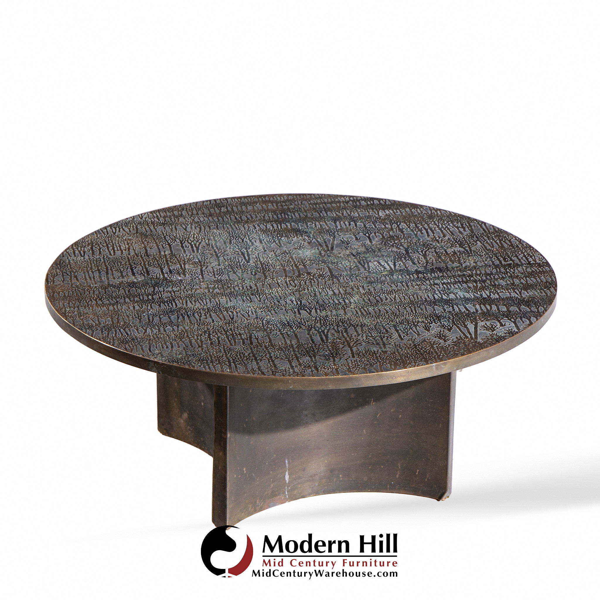 Philip and Kelvin Laverne Mid Century Eternal Forest Bronze Coffee Table
