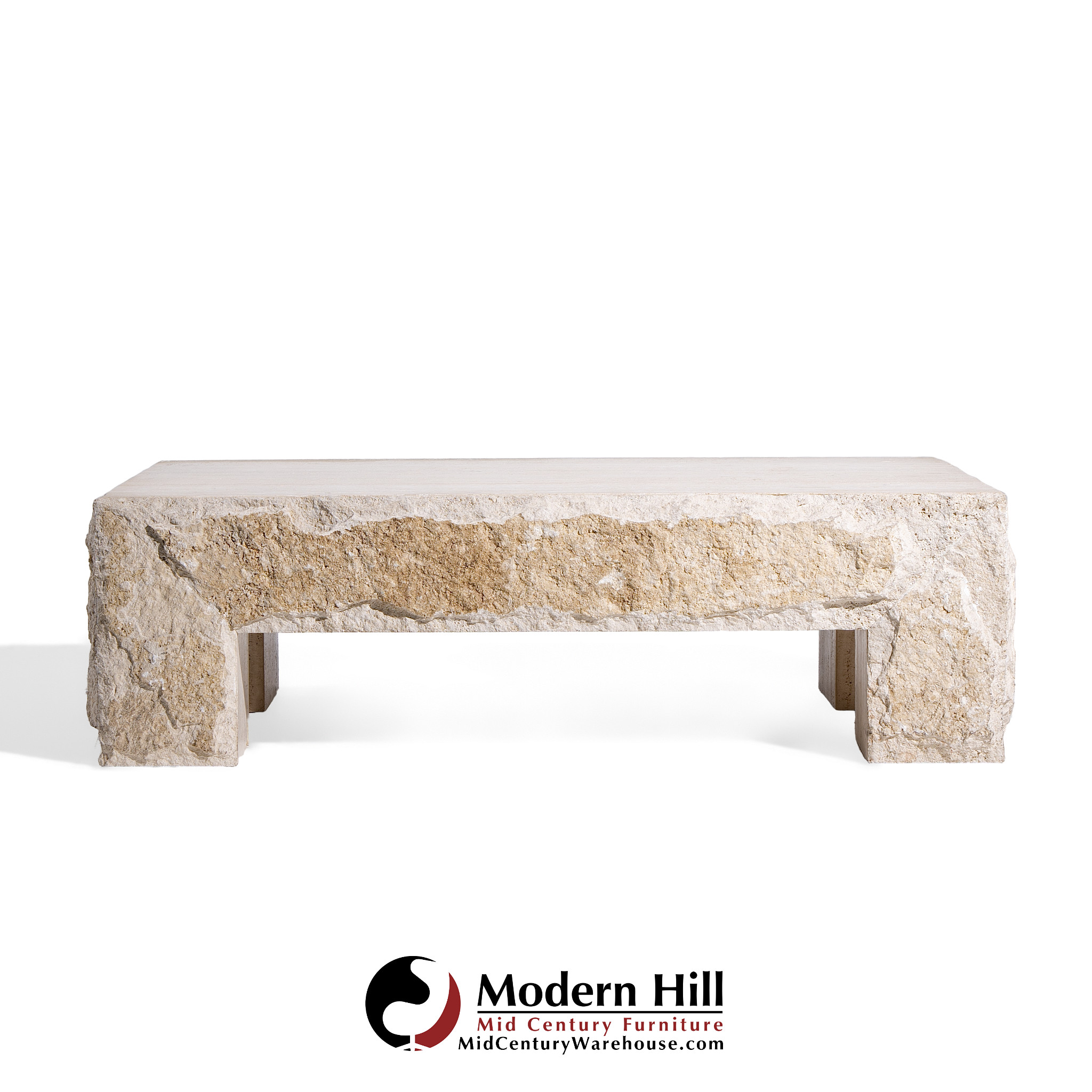 Stone International Mid Century Travertine Coffee Table