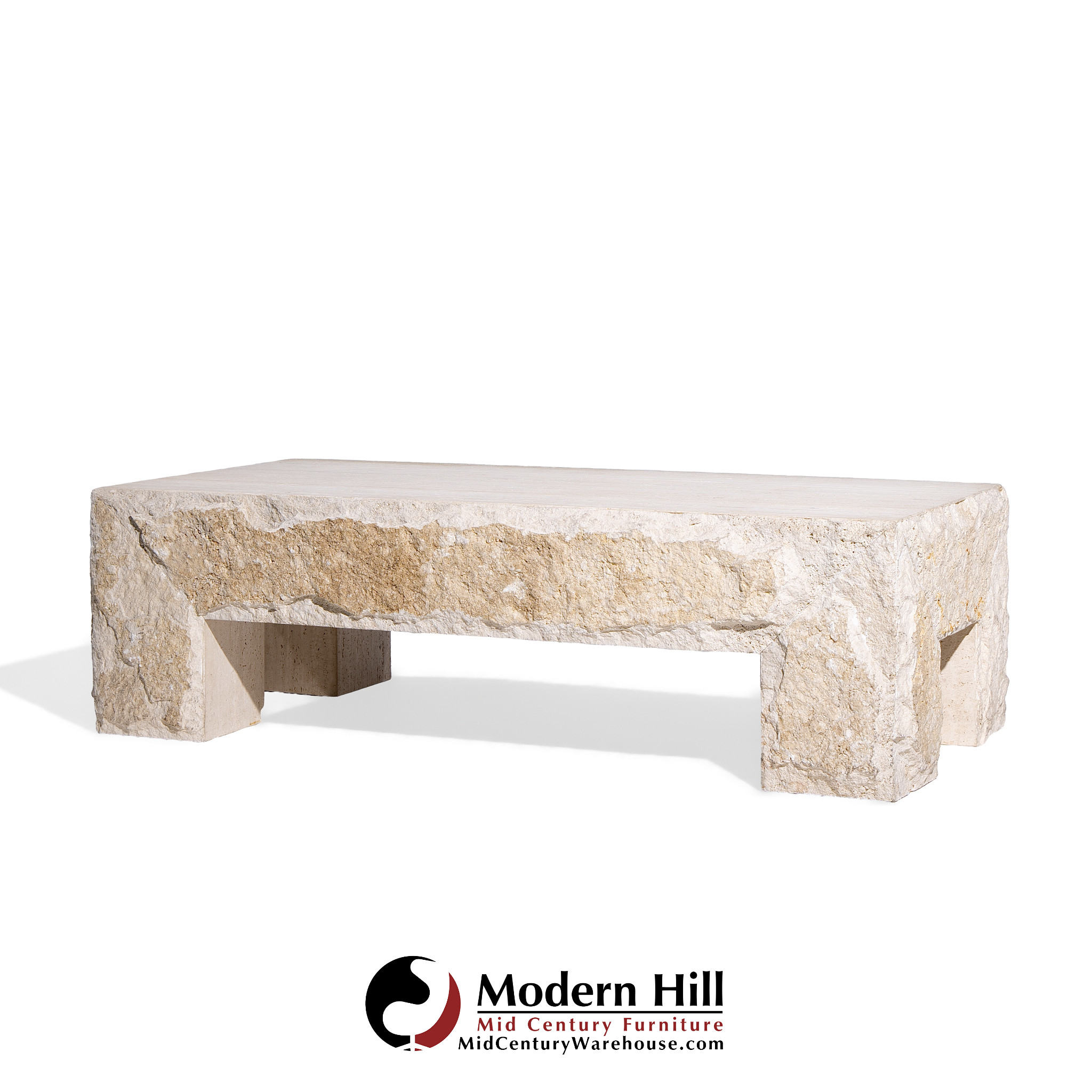 Stone International Mid Century Travertine Coffee Table
